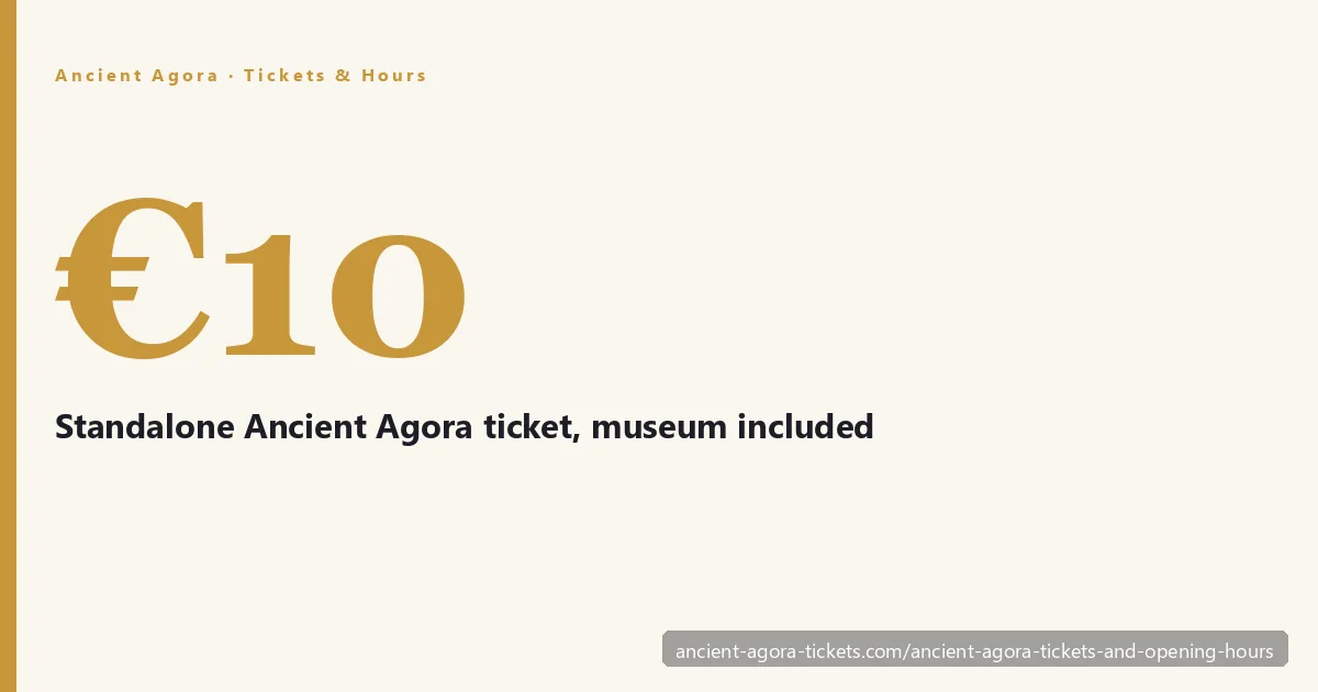 Ancient Agora of Athens tickets and opening hours — the standalone site ticket that includes the Stoa of Attalos museum, with gates opening at 8am